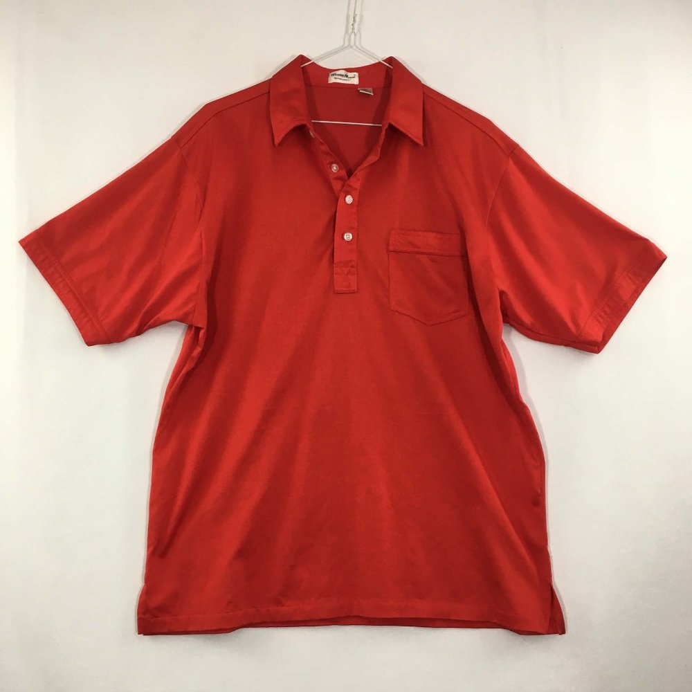 Winner Mate Mens Vintage Red Polo Shirt, Short Sleeve, 4 button, XL